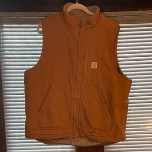 Carhartt Tan Insulated Work Vest with sherpa Lining